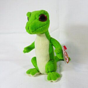 TY BEANIE BABY 2010 Gus The Gecko Green Plush Lizard Red Eyes